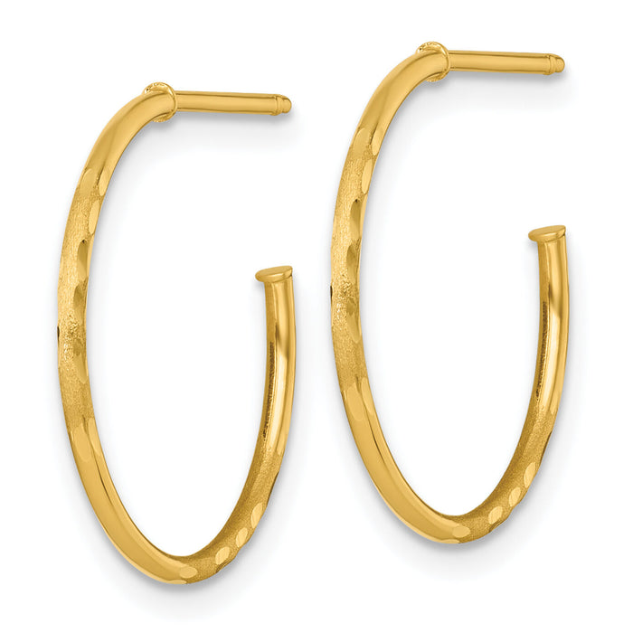 14k 1.2 x 20mm Diamond-cut Post Hoop Earrings-TF2478