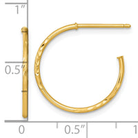 14k 1.2 x 20mm Diamond-cut Post Hoop Earrings-TF2478