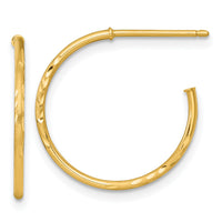 14k 1.2 x 20mm Diamond-cut Post Hoop Earrings-TF2478