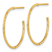 14k 1.2 x 25mm Diamond-cut Post Hoop Earrings-TF2479