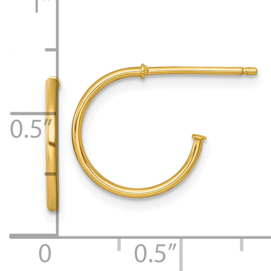 14k 1.2 x 14mm Polished Post Hoop Earrings-TF2480