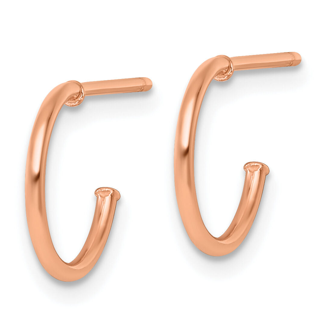 14k Rose Gold 1.2 x 12mm Polished Post Hoop Earrings-TF2480R