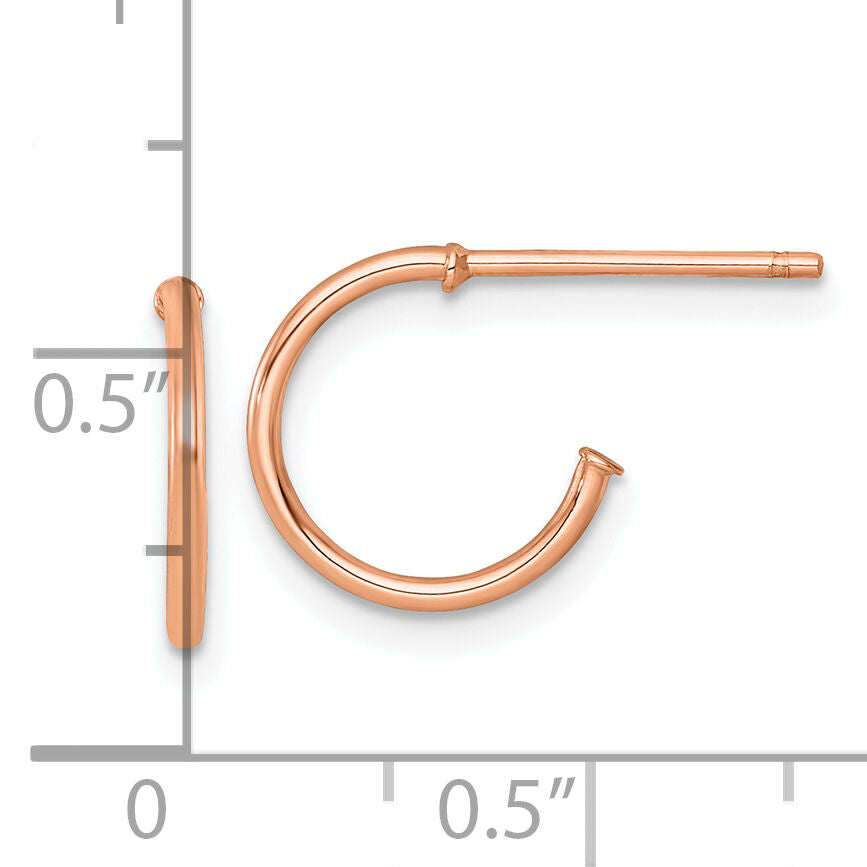 14k Rose Gold 1.2 x 12mm Polished Post Hoop Earrings-TF2480R