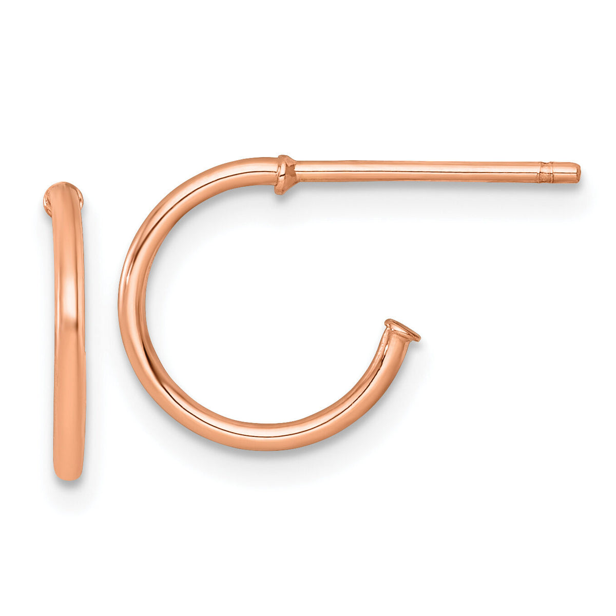 14k Rose Gold 1.2 x 12mm Polished Post Hoop Earrings-TF2480R