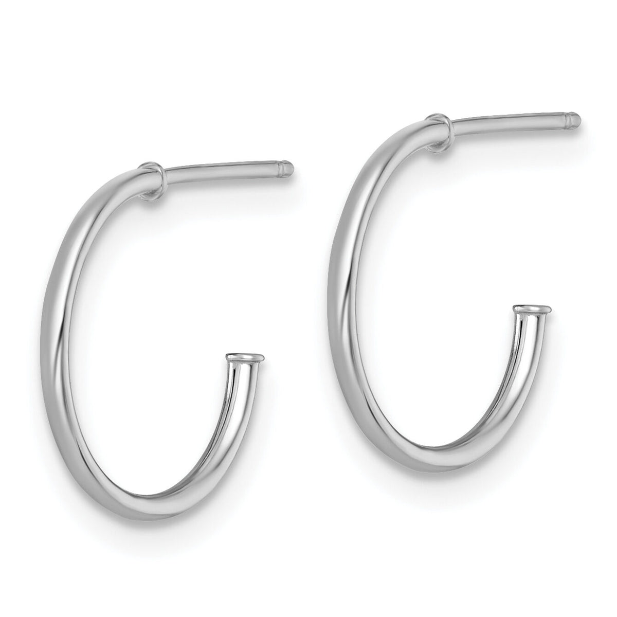 14k White Gold 1.2 x 14mm Polished Post Hoop Earrings-TF2480W