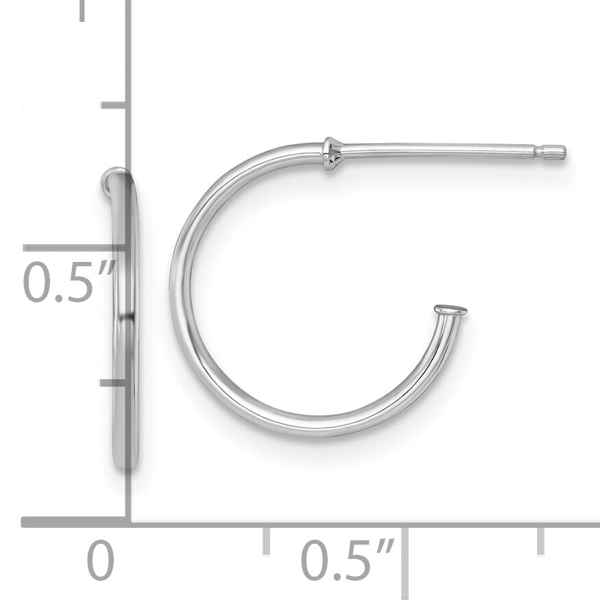 14k White Gold 1.2 x 14mm Polished Post Hoop Earrings-TF2480W