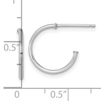 14k White Gold 1.2 x 14mm Polished Post Hoop Earrings-TF2480W