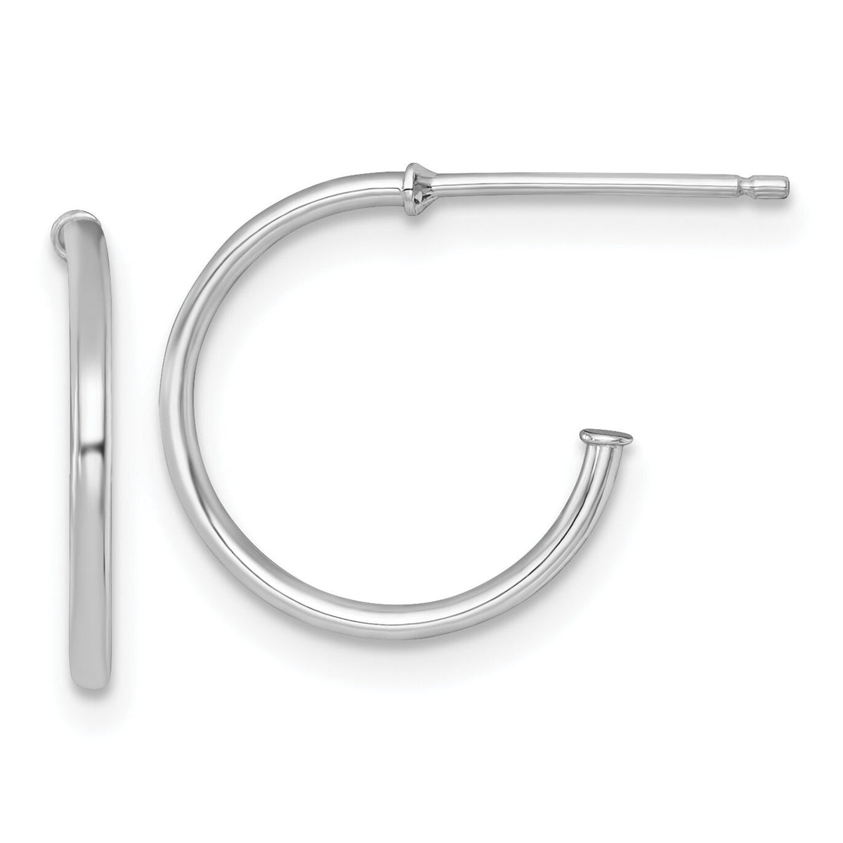 14k White Gold 1.2 x 14mm Polished Post Hoop Earrings-TF2480W