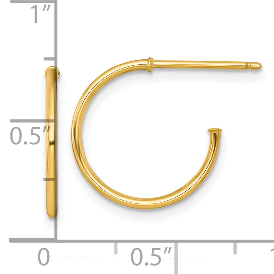 14k 1.2 x 16mm Polished Post Hoop Earrings-TF2481