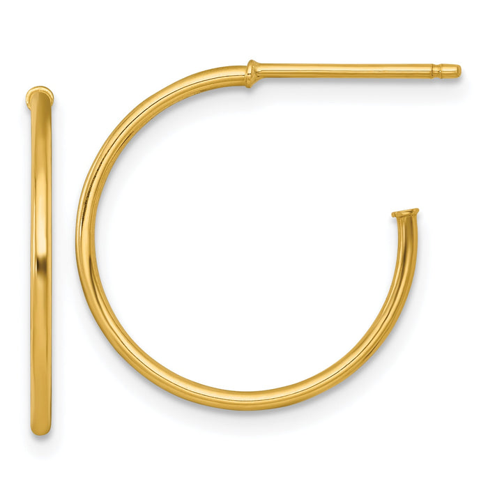 14k 1.2 x 20mm Polished Post Hoop Earrings-TF2482