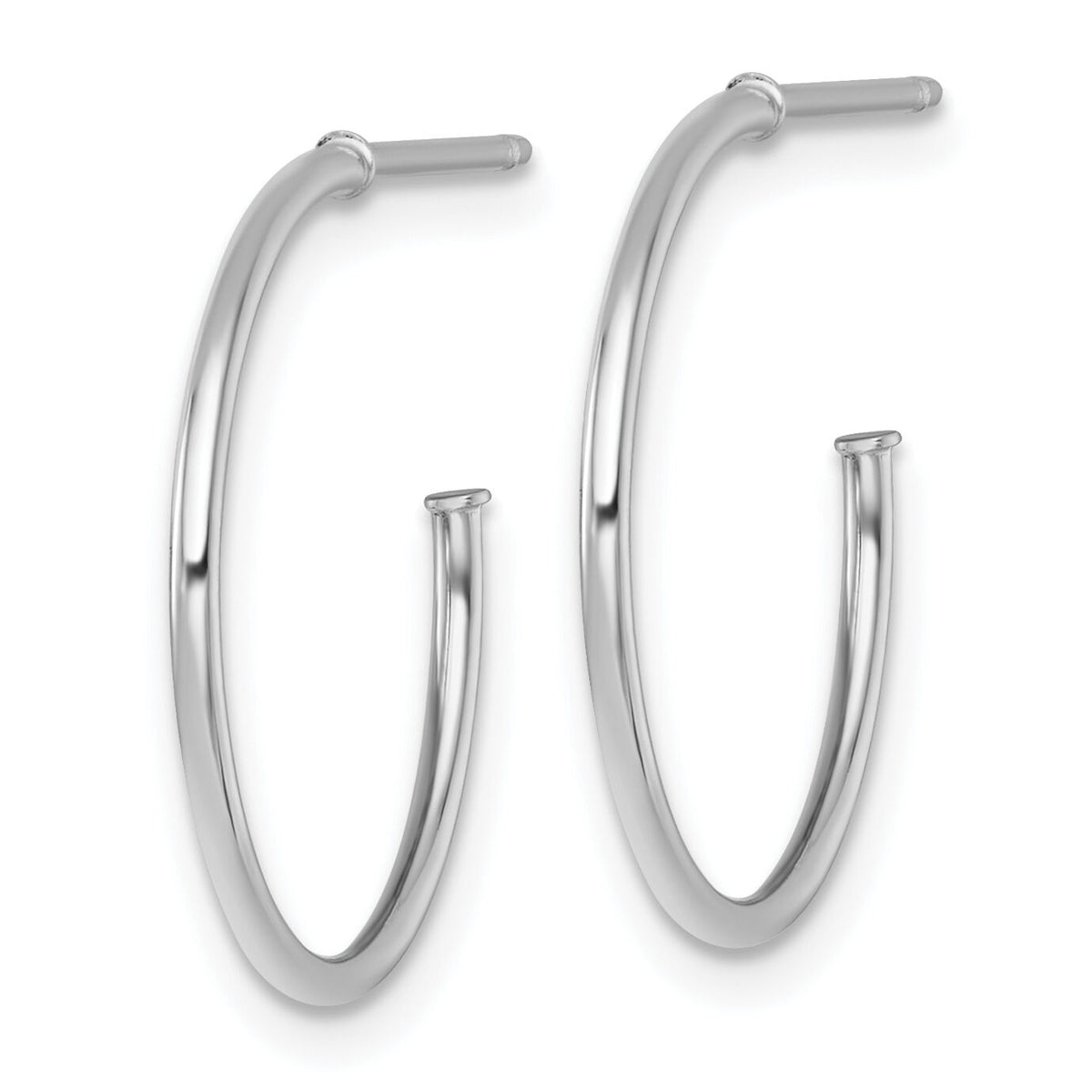 14k White Gold 1.2 x 20mm Polished Post Hoop Earrings-TF2482W