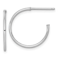 14k White Gold 1.2 x 20mm Polished Post Hoop Earrings-TF2482W