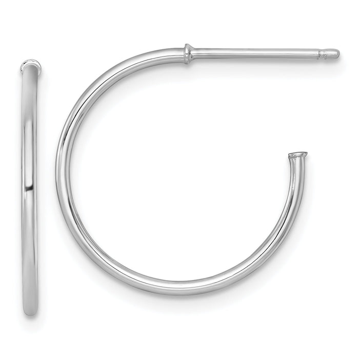 14k White Gold 1.2 x 20mm Polished Post Hoop Earrings-TF2482W