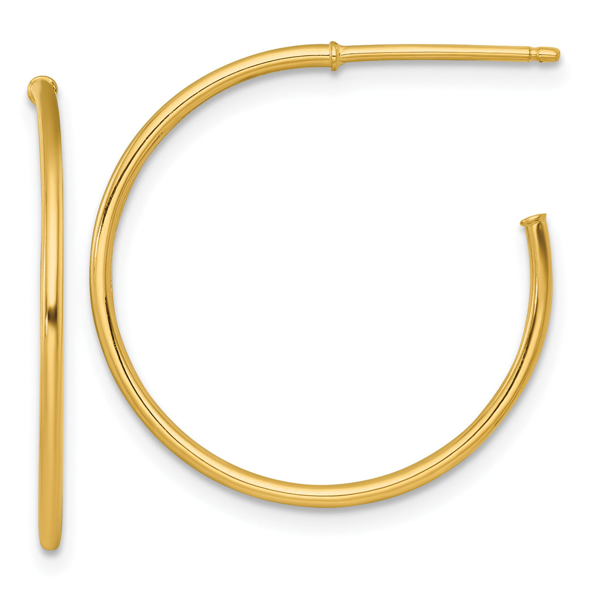 14k 1.2 x 25mm Polished Post Hoop Earrings-TF2483