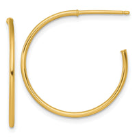 14k 1.2 x 25mm Polished Post Hoop Earrings-TF2483