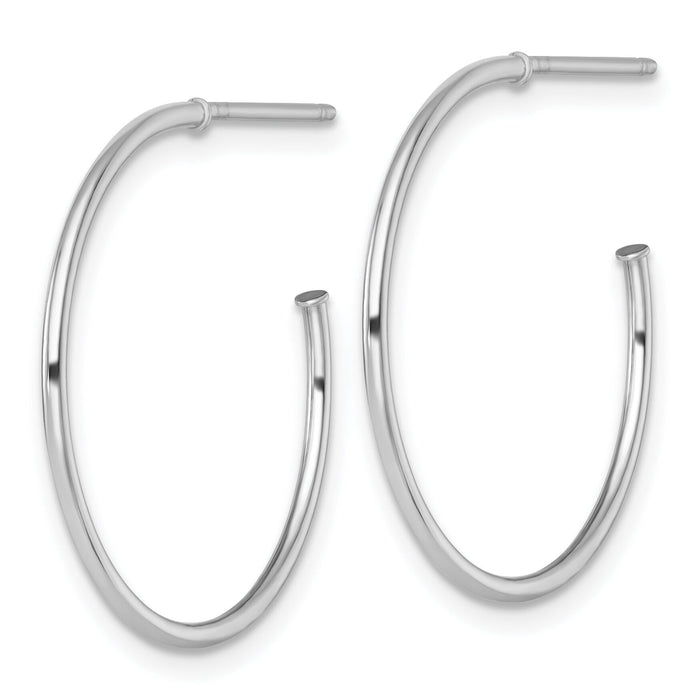 14k White Gold 1.2 x 25mm Polished Post Hoop Earrings-TF2483W
