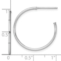 14k White Gold 1.2 x 25mm Polished Post Hoop Earrings-TF2483W