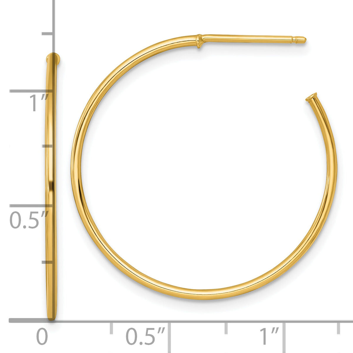 14k 1.2 x 30mm Polished Post Hoop Earrings-TF2484