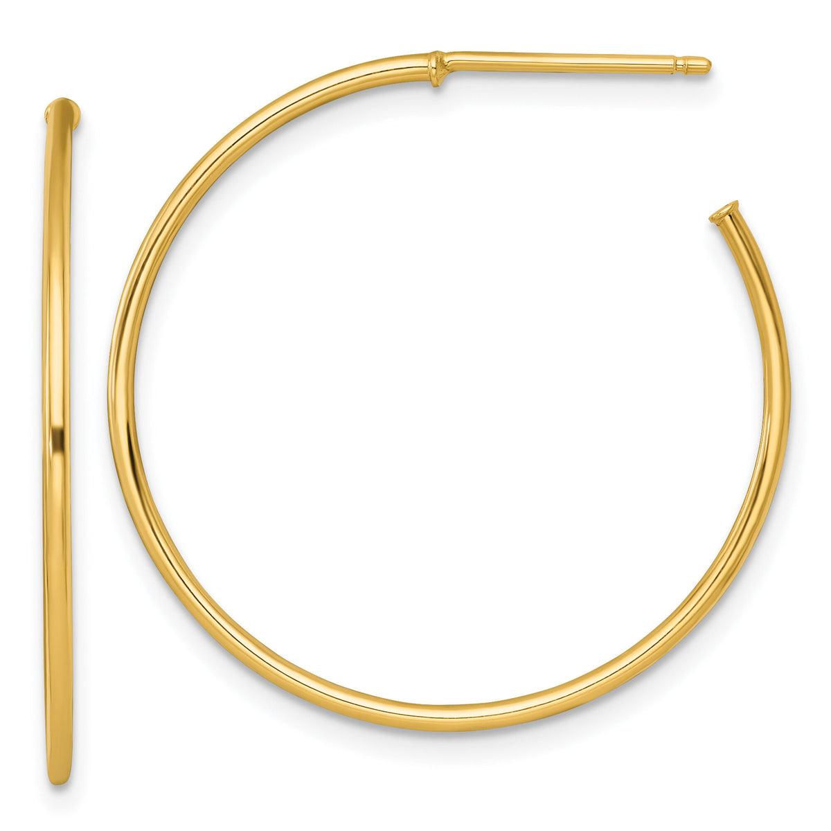14k 1.2 x 30mm Polished Post Hoop Earrings-TF2484