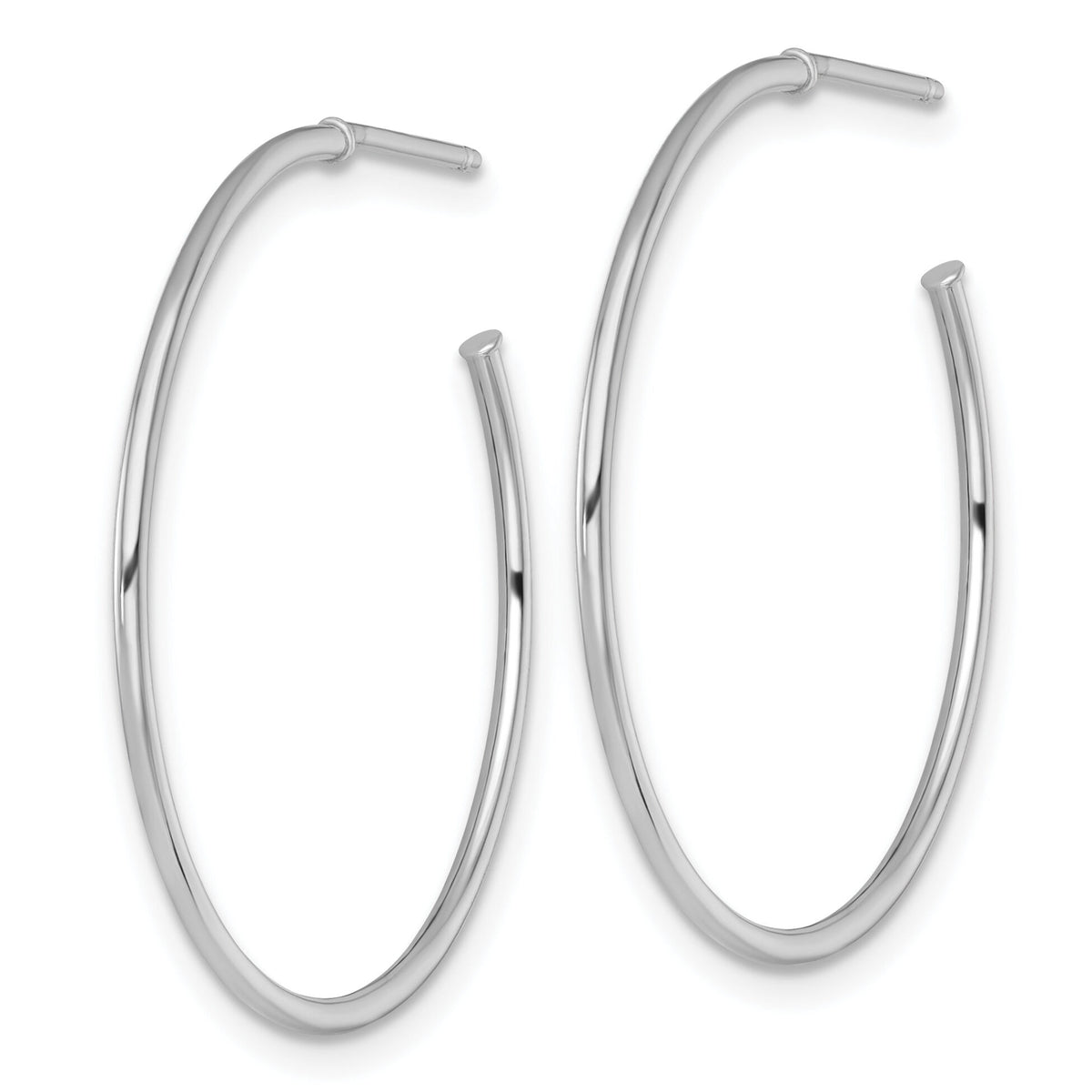 14k White Gold 1.2 x 30mm Polished Post Hoop Earrings-TF2484W