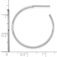 14k White Gold 1.2 x 30mm Polished Post Hoop Earrings-TF2484W