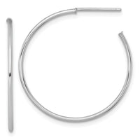 14k White Gold 1.2 x 30mm Polished Post Hoop Earrings-TF2484W