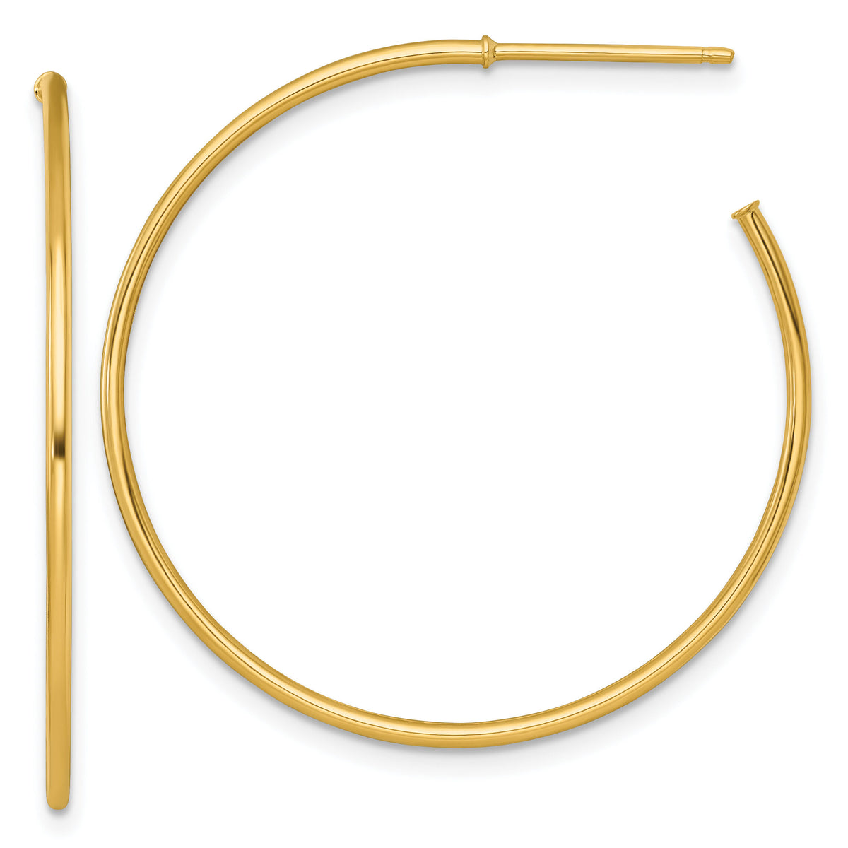 14k 1.2 x 35mm Polished Post Hoop Earrings-TF2485