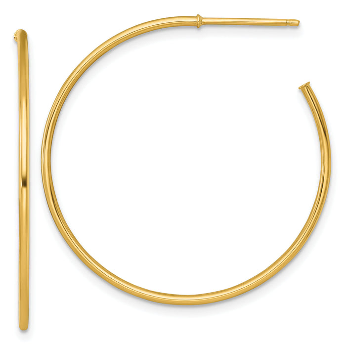 14k 1.2 x 35mm Polished Post Hoop Earrings-TF2485