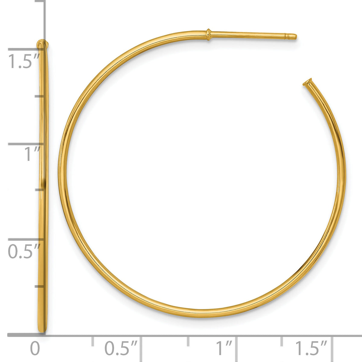 14k 1.2 x 40mm Polished Post Hoop Earrings-TF2486