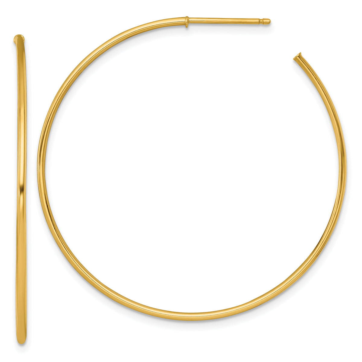 14k 1.2 x 45mm Polished Post Hoop Earrings-TF2487
