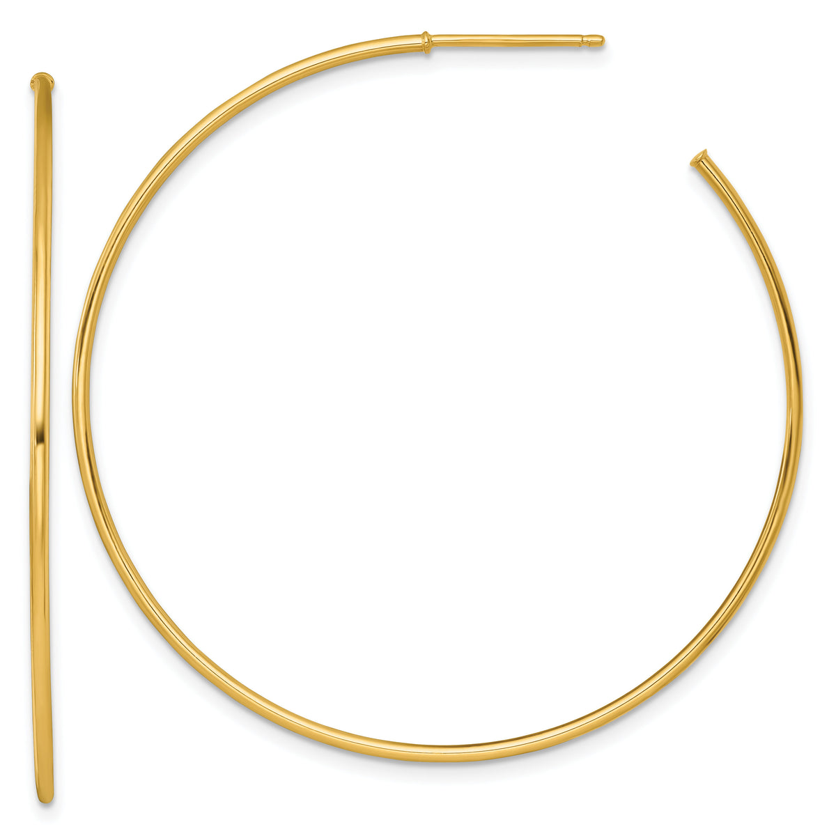 14k 1.2 x 50mm Polished Post Hoop Earrings-TF2488