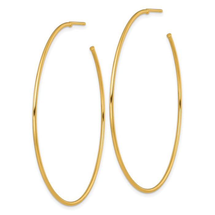 14k 1.2 x 55mm Polished Post Hoop Earrings-TF2489