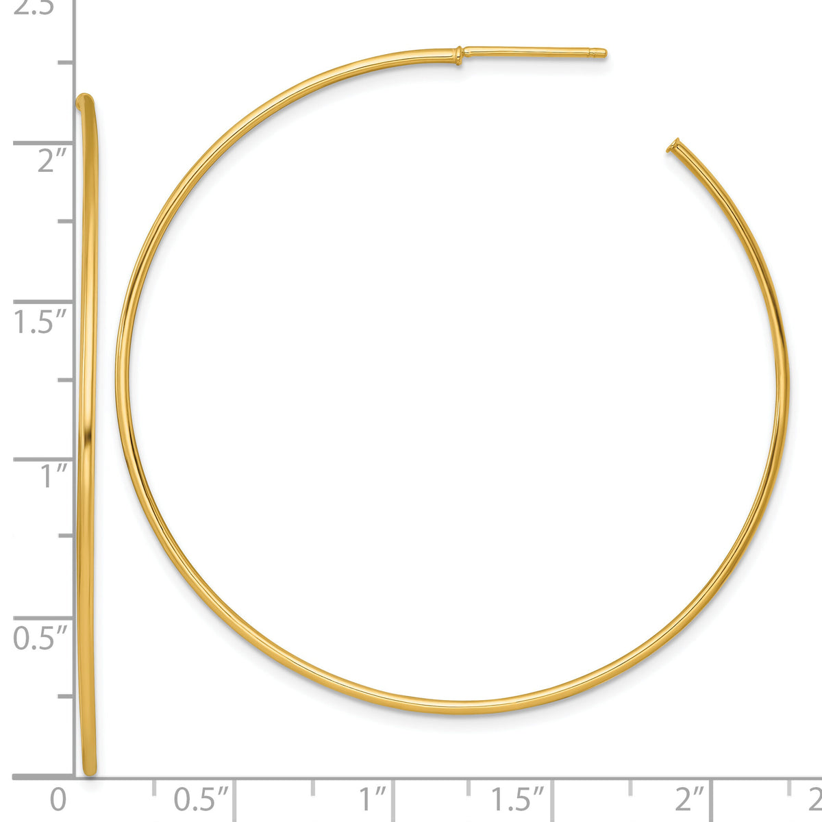 14k 1.2 x 55mm Polished Post Hoop Earrings-TF2489
