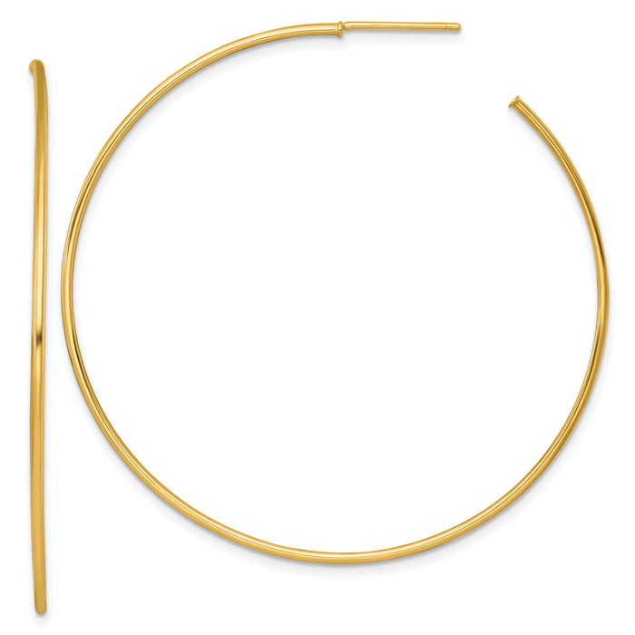 14k 1.2 x 55mm Polished Post Hoop Earrings-TF2489