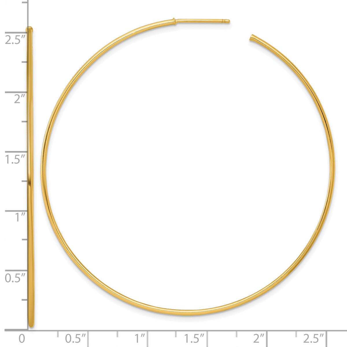 14k 1.2 x 65mm Polished Post Hoop Earrings-TF2490