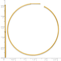 14k 1.2 x 65mm Polished Post Hoop Earrings-TF2490