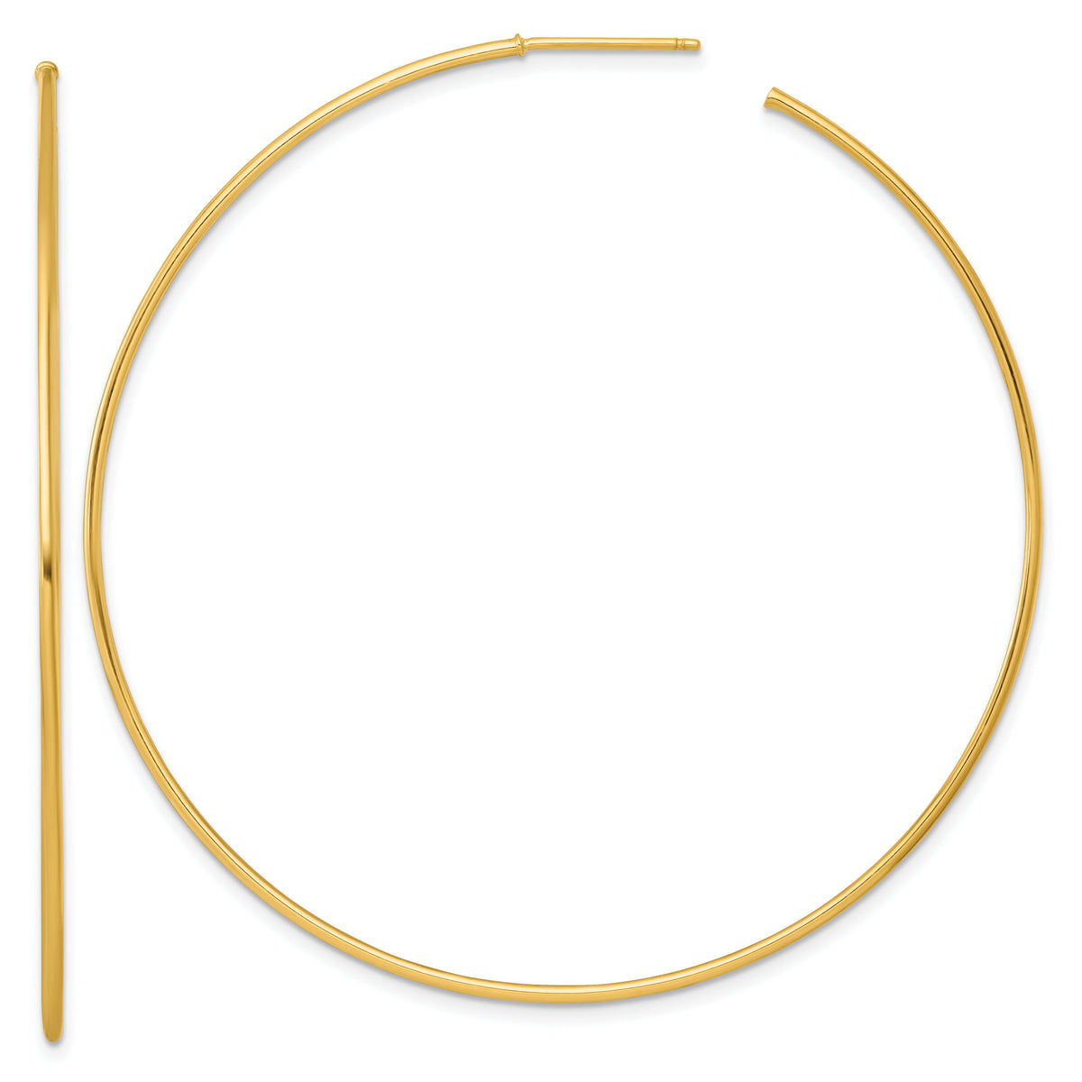 14k 1.2 x 65mm Polished Post Hoop Earrings-TF2490