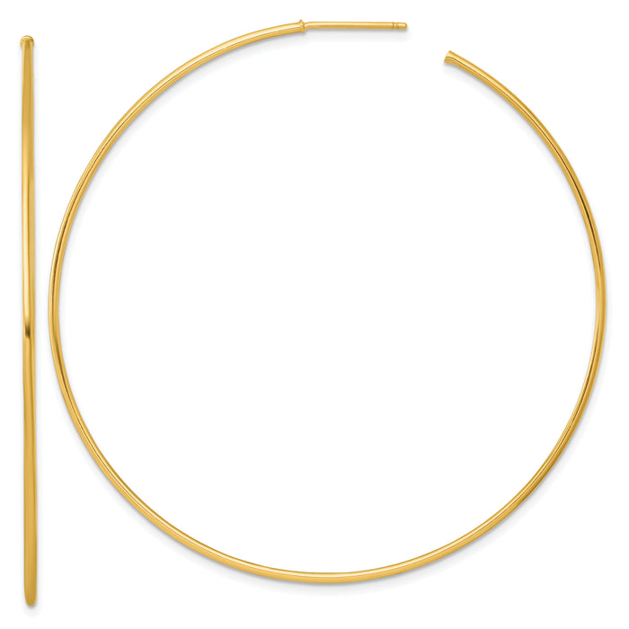 14k 1.2 x 65mm Polished Post Hoop Earrings-TF2490