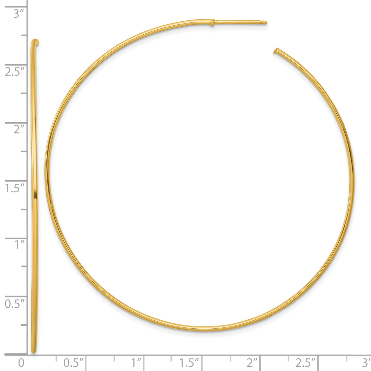 14k 1.2 x 70mm Polished Post Hoop Earrings-TF2491