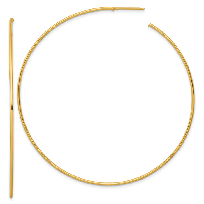 14k 1.2 x 70mm Polished Post Hoop Earrings-TF2491
