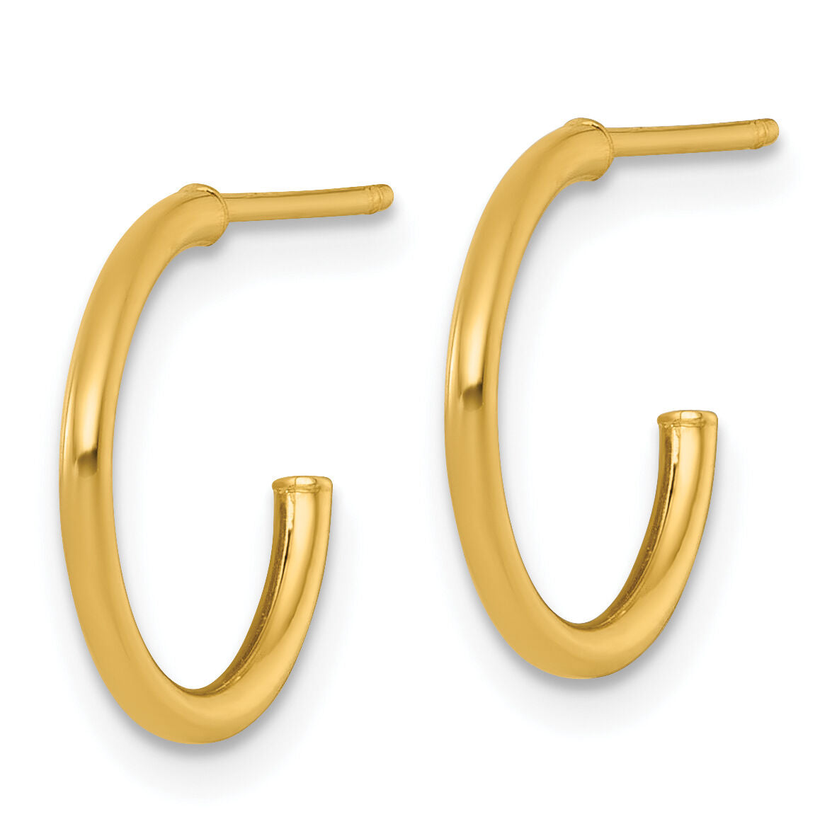 14k 1.5 x 14mm Polished Post Hoop Earrings-TF2492