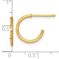 14k 1.5 x 14mm Polished Post Hoop Earrings-TF2492