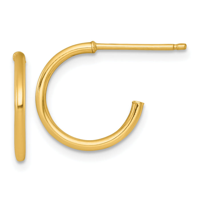 14k 1.5 x 14mm Polished Post Hoop Earrings-TF2492