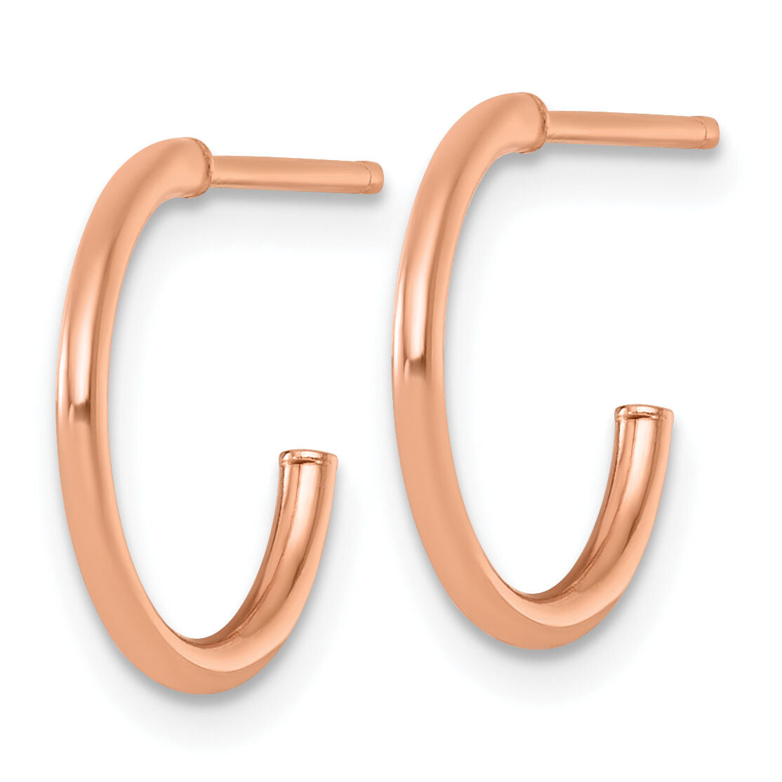 14k Rose Gold 1.5 x 14mm Polished Post Hoop Earrings-TF2492R