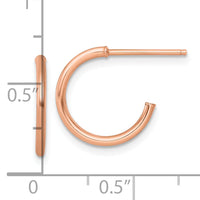 14k Rose Gold 1.5 x 14mm Polished Post Hoop Earrings-TF2492R