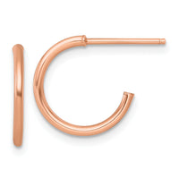 14k Rose Gold 1.5 x 14mm Polished Post Hoop Earrings-TF2492R