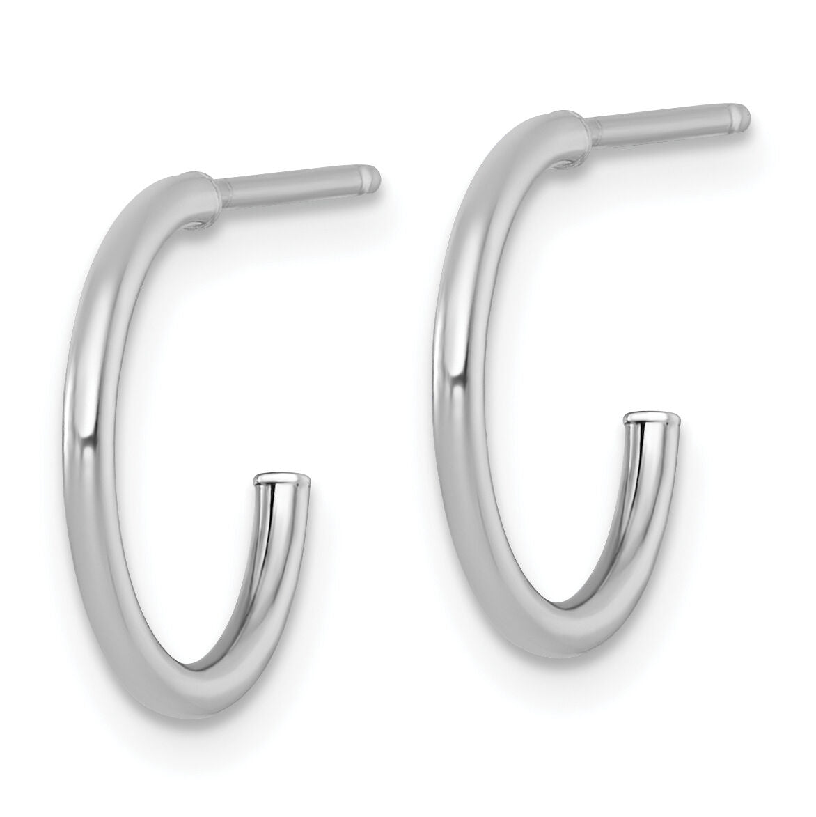 14k White Gold 1.5 x 14mm Polished Post Hoop Earrings-TF2492W