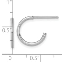 14k White Gold 1.5 x 14mm Polished Post Hoop Earrings-TF2492W