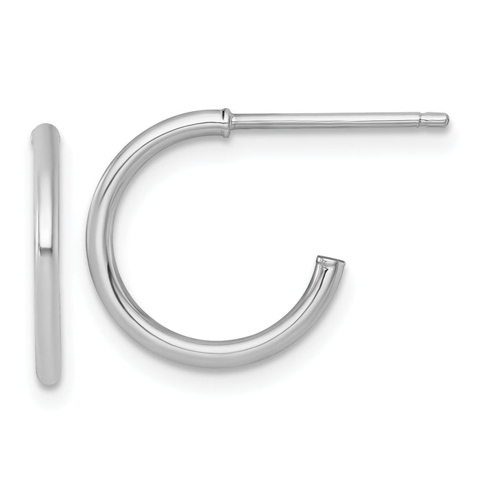 14k White Gold 1.5 x 14mm Polished Post Hoop Earrings-TF2492W