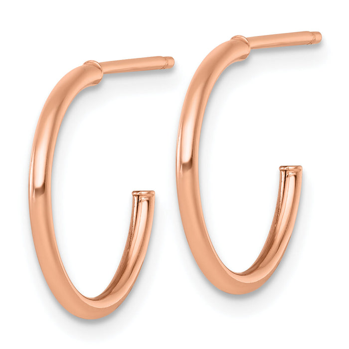 14k Rose Gold 1.5 x 16mm Polished Post Hoop Earrings-TF2493R